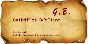 Galbács Bálint névjegykártya